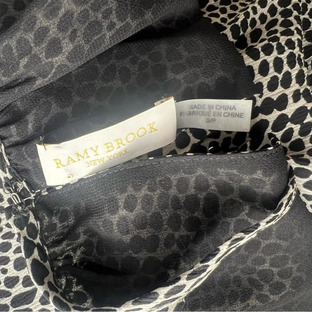 Ramy Brook BITSY 100% Silk Black & White Polka Dot Sleeveless Drop Waist Dress - Picture 13 of 16